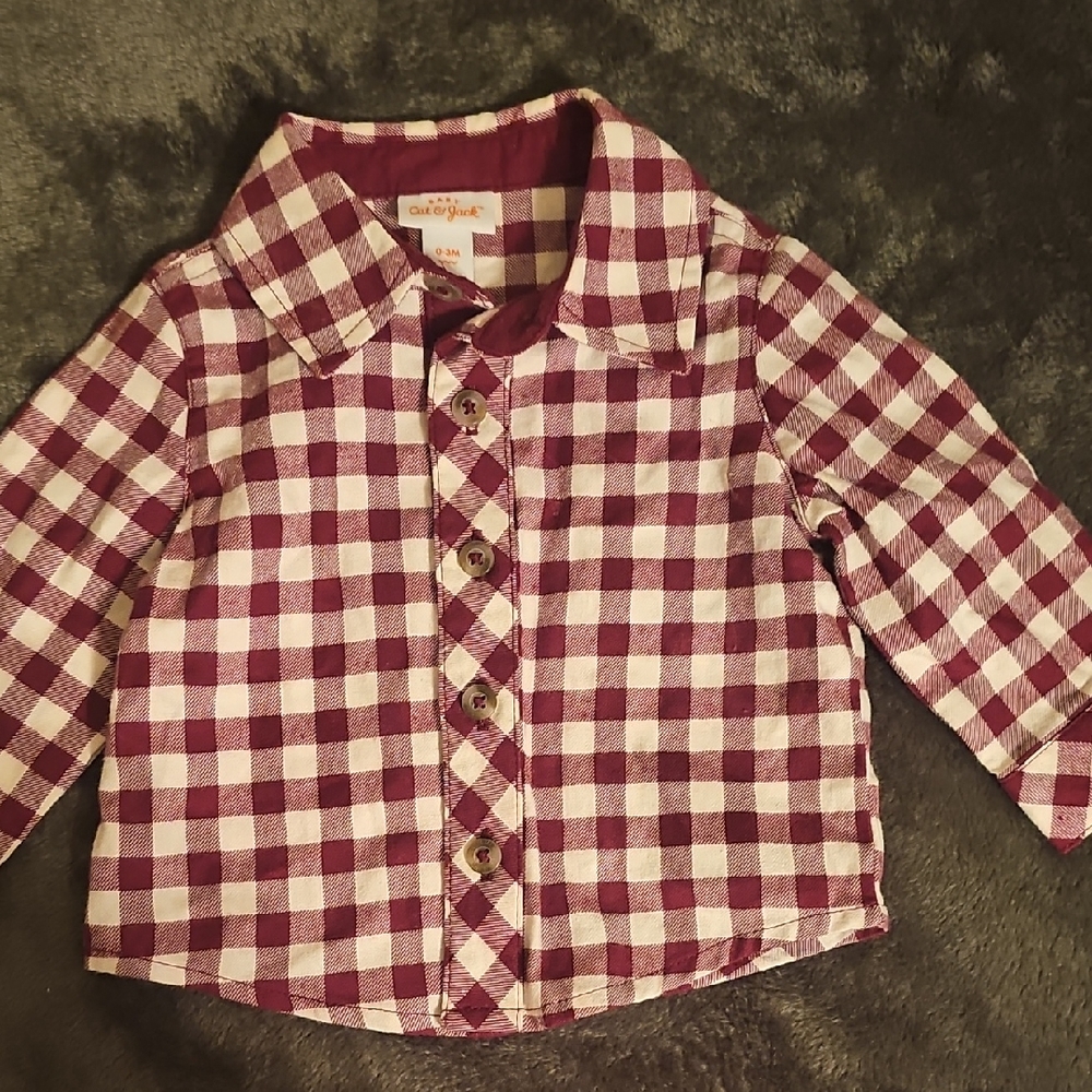 Cat & Jack Burgundy Checkered Button-Down Shirt